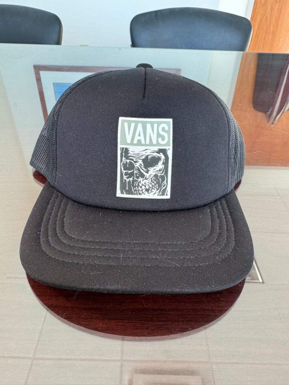Vans Comic Strip Skull Black Snapback Trucker Hat Cap NWOT